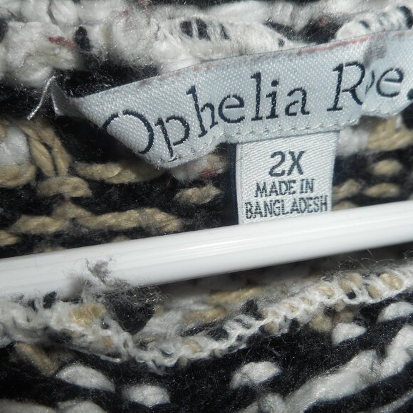 OPHELIS ROE, women's heavy pullover sweater, sz 2X black, white & beige - Picture 7 of 8